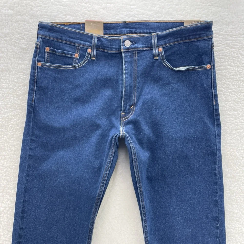 Levis Jeans Mens 36x30 Blue 514 Straight Fit Medium Wash Denim Grunge Cowboy